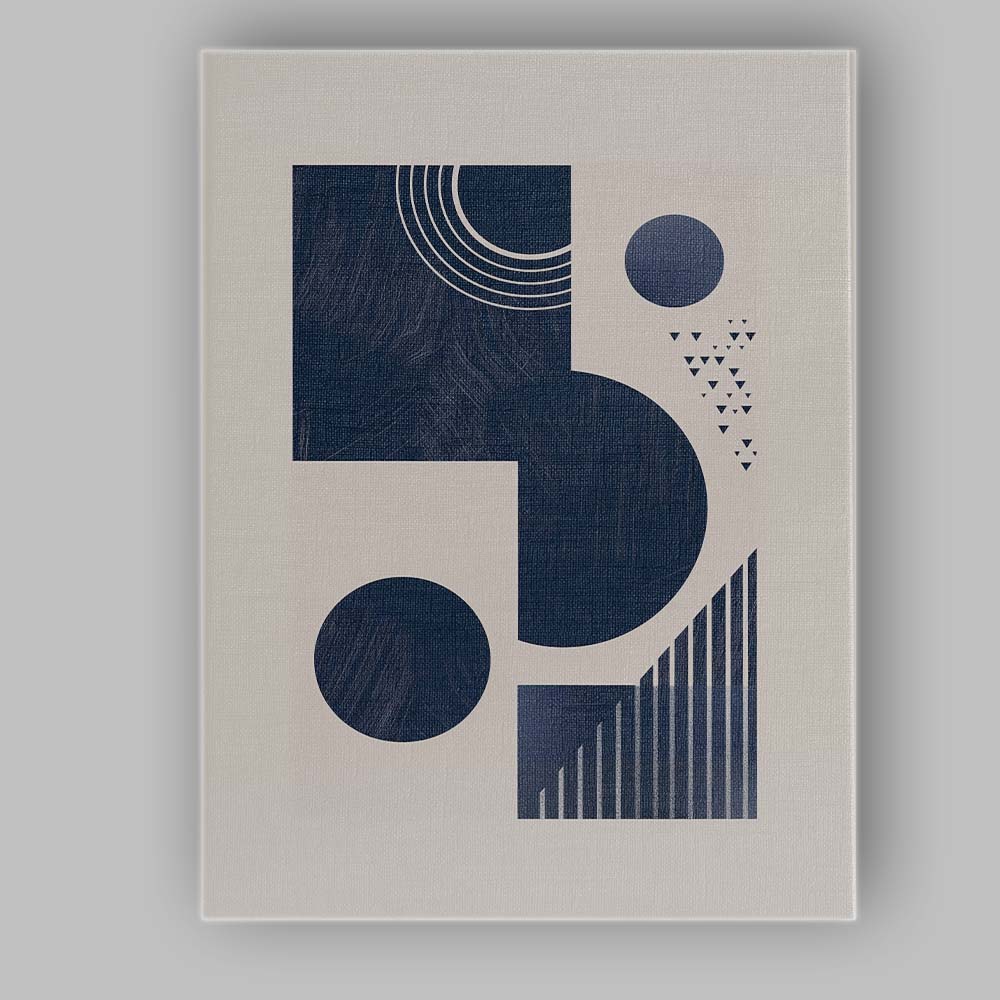 Minimalist Navy Blue Geometric Shapes Contemporary Abstract Canvas Wall Art Print Decor Picture Ready to Hang