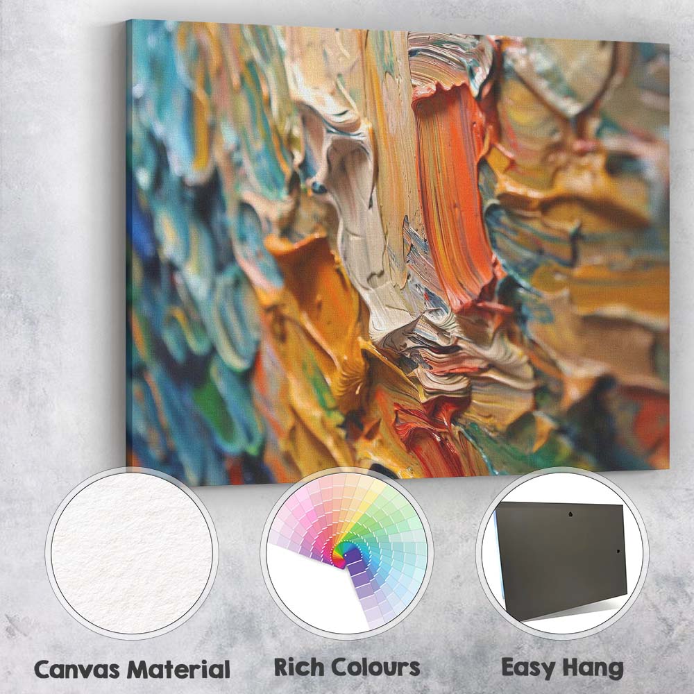 Abstract Impasto Oil Paint Texture Colourful Palette Knife Canvas Wall Art Print Decor Picture Ready to Hang