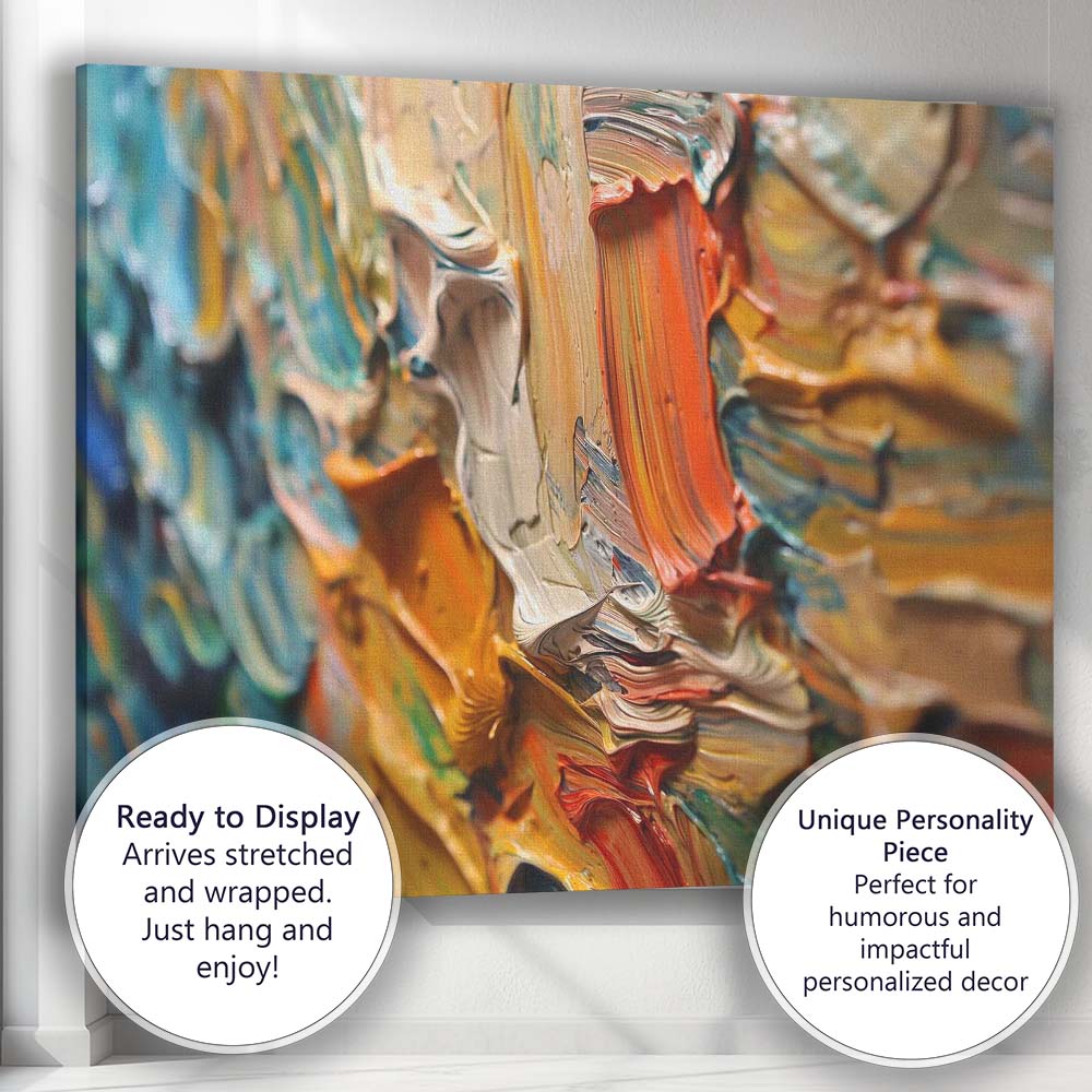 Abstract Impasto Oil Paint Texture Colourful Palette Knife Canvas Wall Art Print Decor Picture Ready to Hang