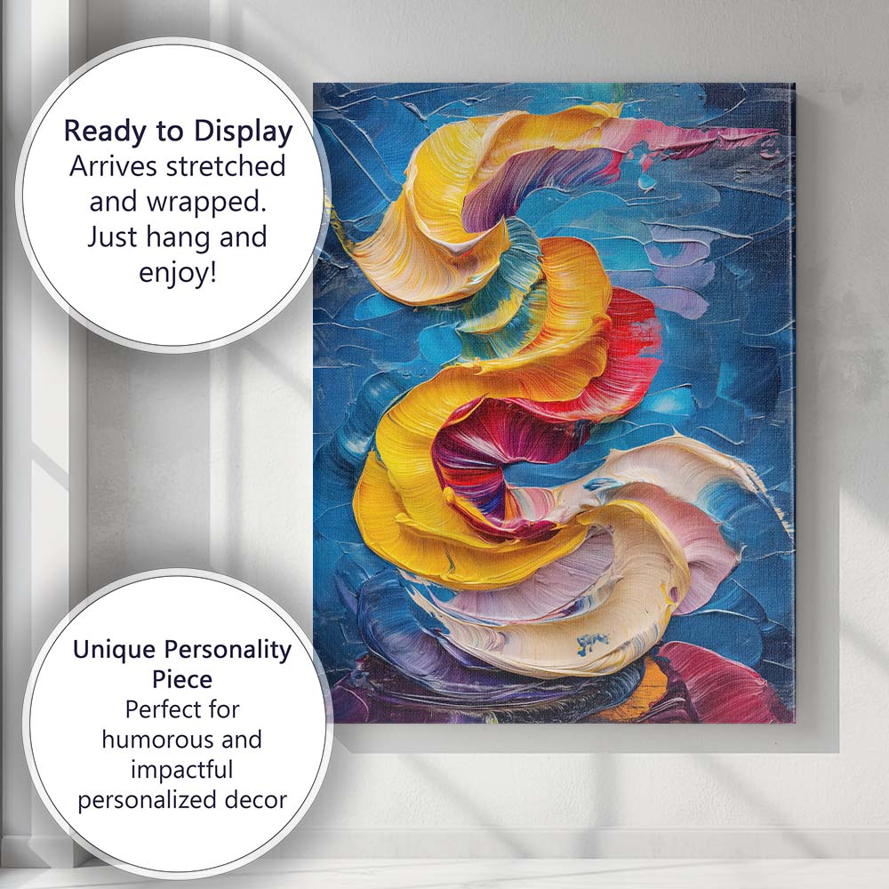 Colourful Flowing Ribbon Abstract Impasto Painting Canvas Wall Art Print Decor Picture Ready to Hang