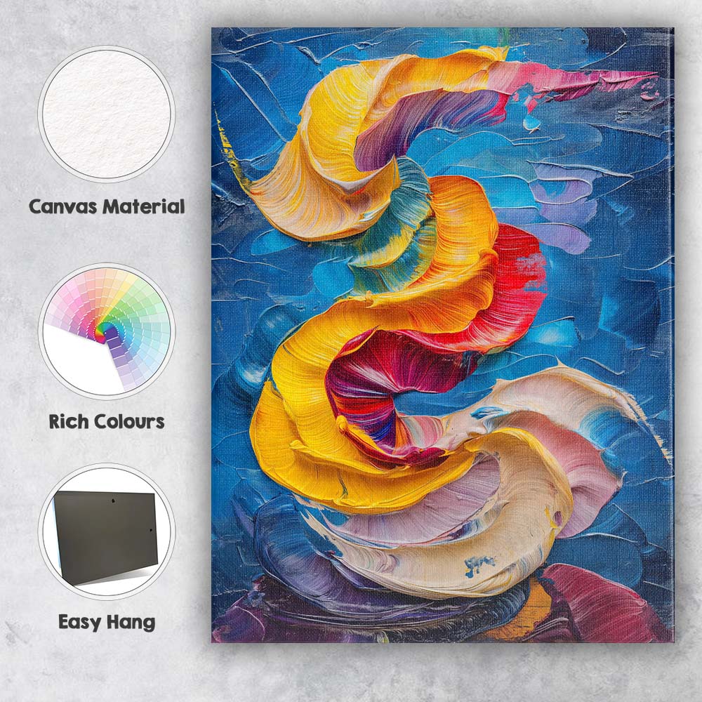 Colourful Flowing Ribbon Abstract Impasto Painting Canvas Wall Art Print Decor Picture Ready to Hang