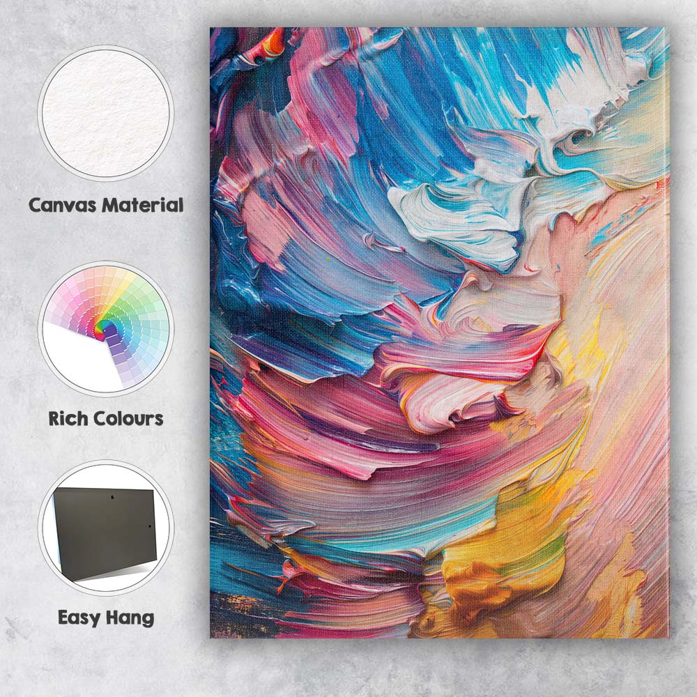 Pastel Blue Pink Abstract Impasto Palette Knife Texture Canvas Wall Art Print Decor Picture Ready to Hang