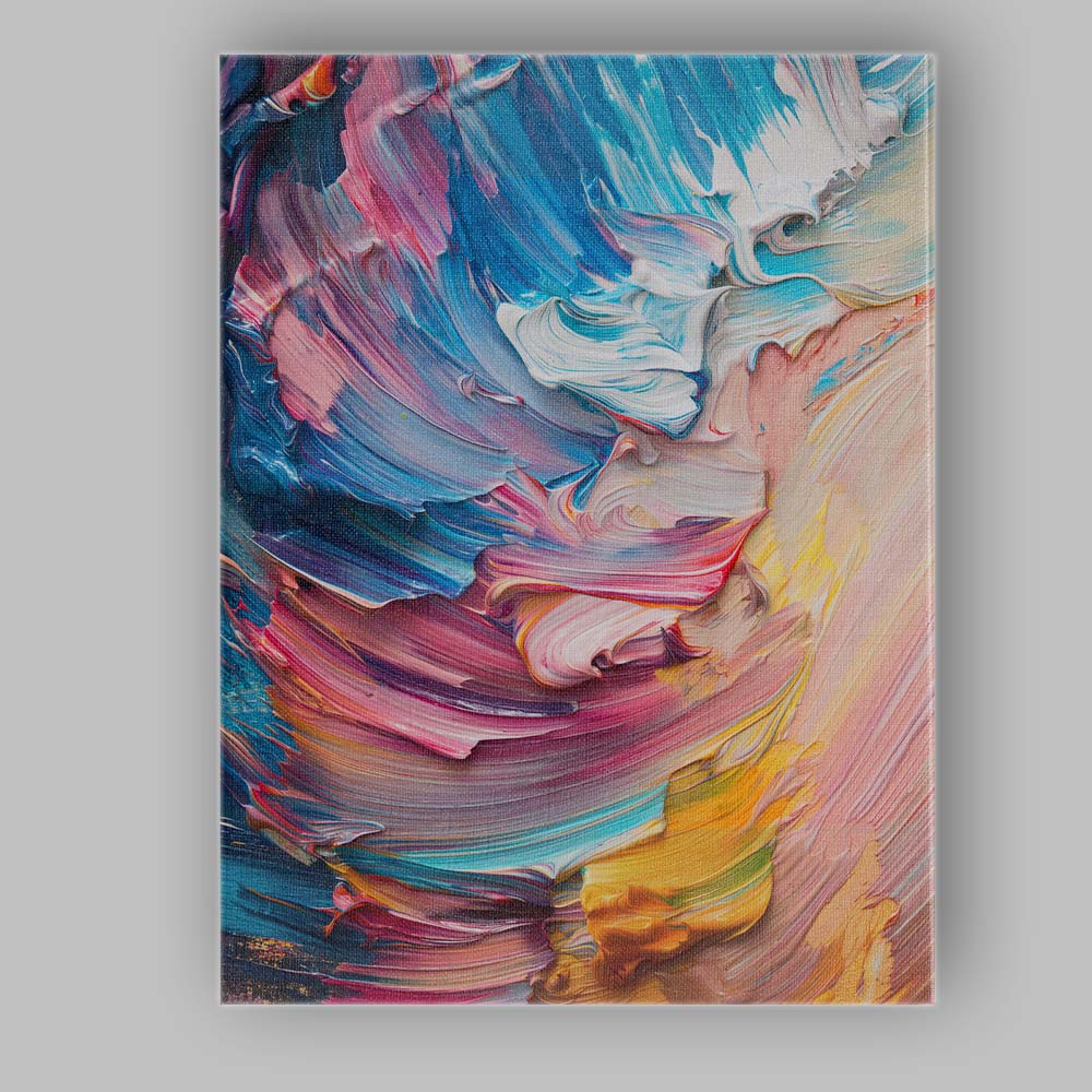 Pastel Blue Pink Abstract Impasto Palette Knife Texture Canvas Wall Art Print Decor Picture Ready to Hang