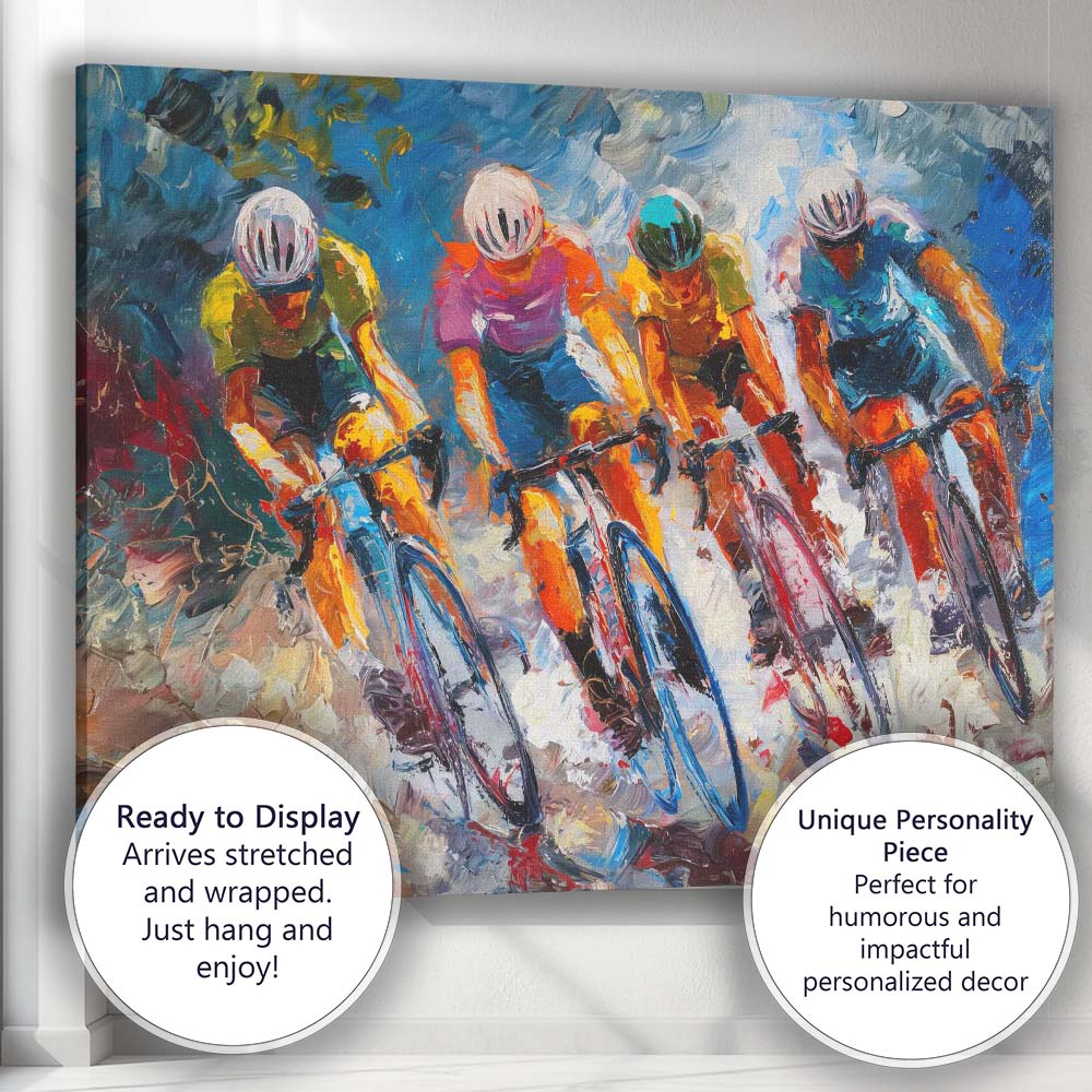 Abstract Cycling Race Peloton Expressionist Painting Canvas Wall Art Print Decor Picture Ready to Hang