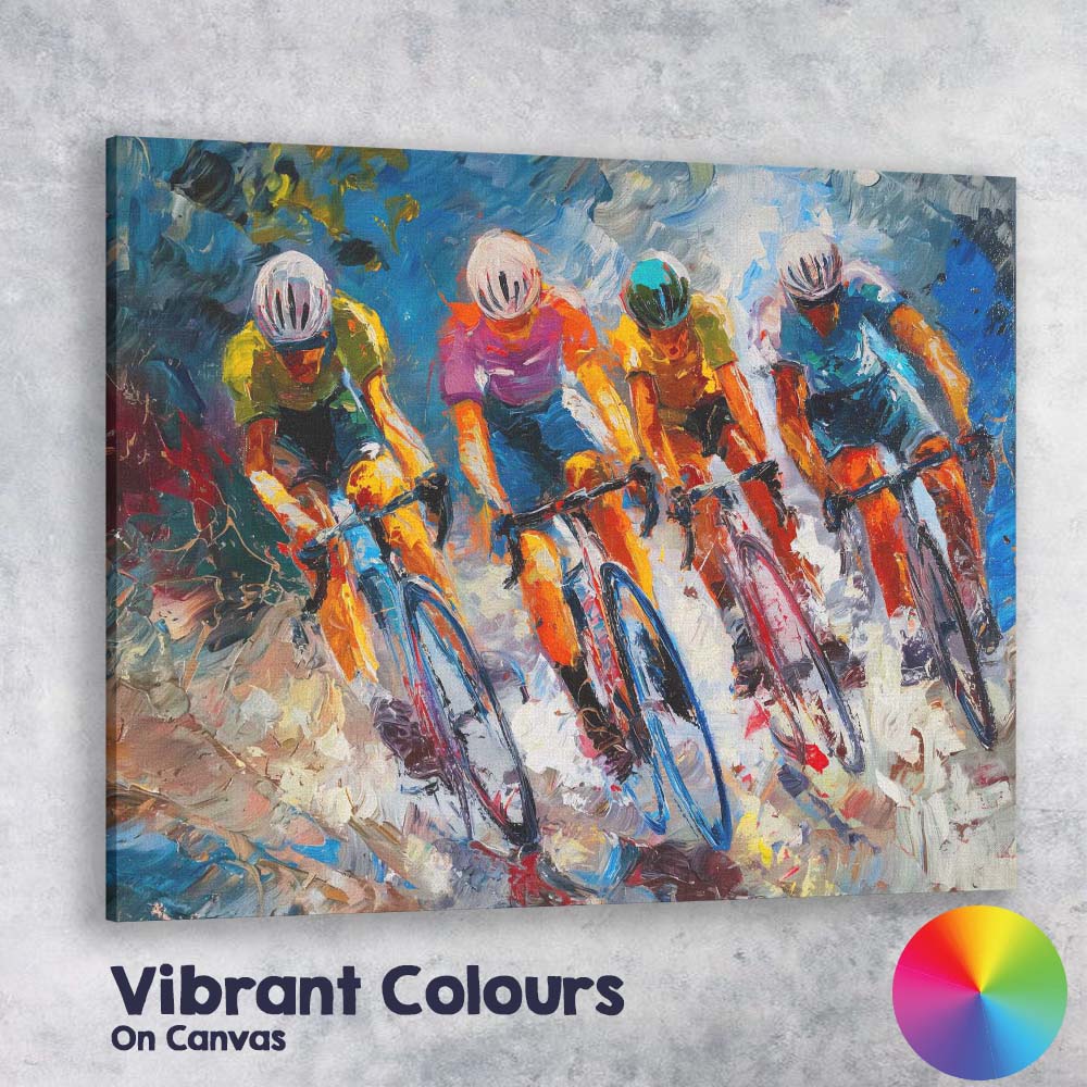 Abstract Cycling Race Peloton Expressionist Painting Canvas Wall Art Print Decor Picture Ready to Hang