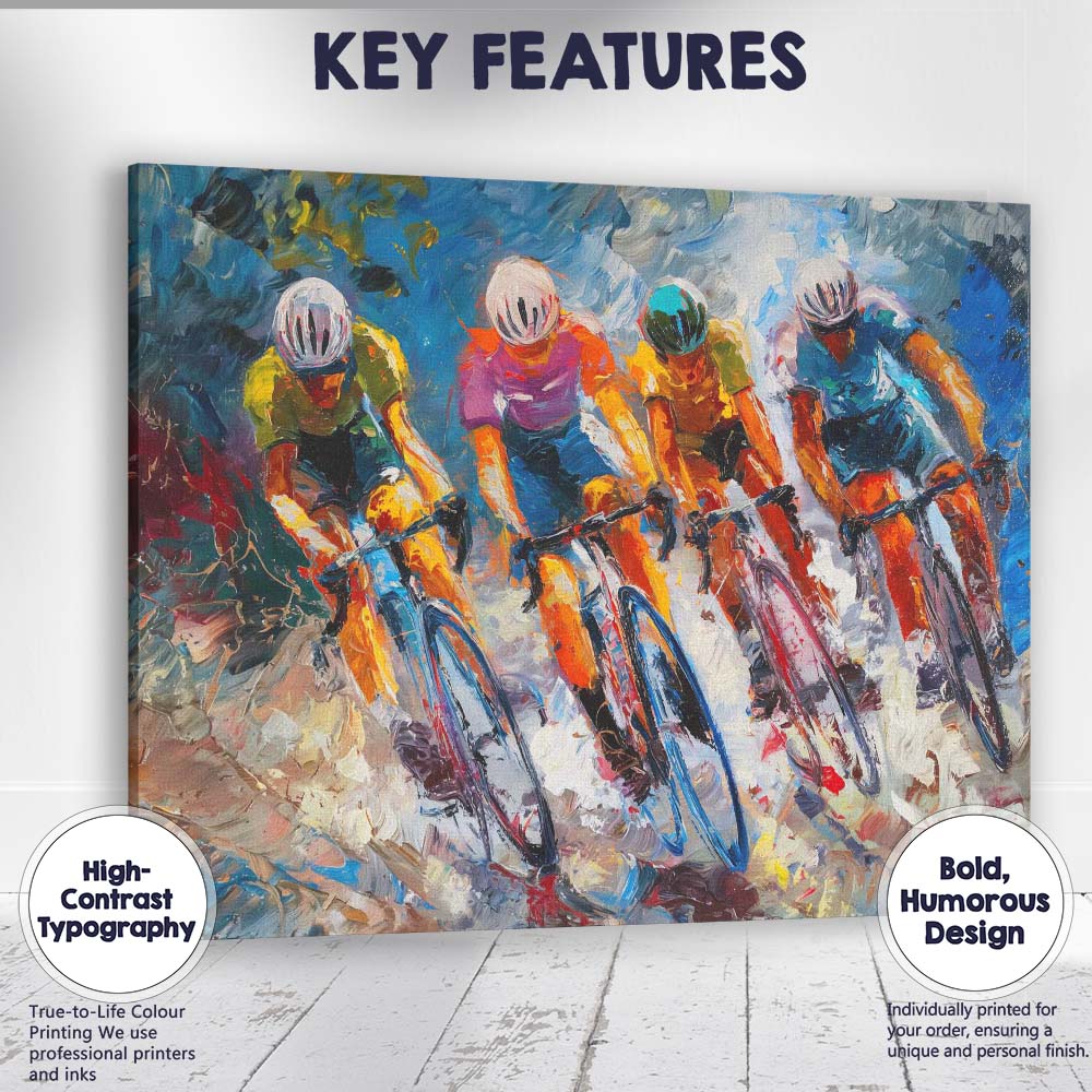 Abstract Cycling Race Peloton Expressionist Painting Canvas Wall Art Print Decor Picture Ready to Hang