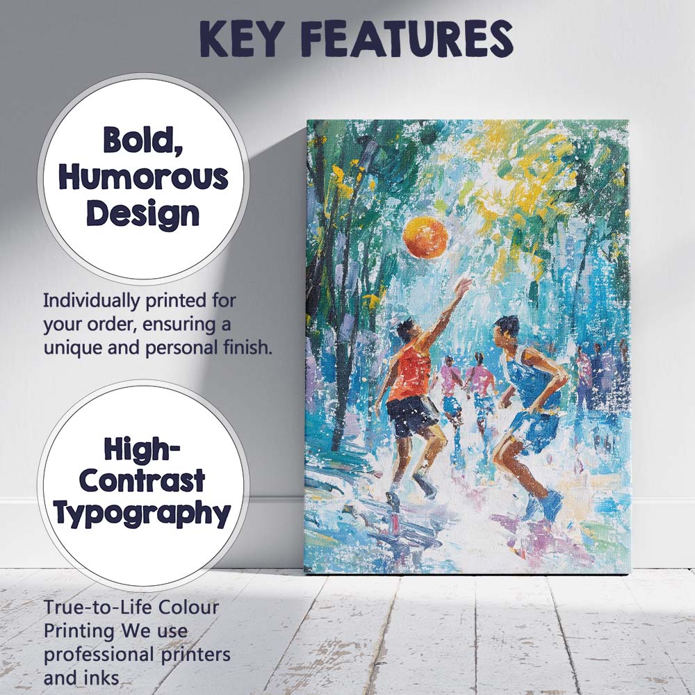 Impressionist Basketball Game Outdoor Court Sporting Art Canvas Wall Art Print Decor Picture Ready to Hang