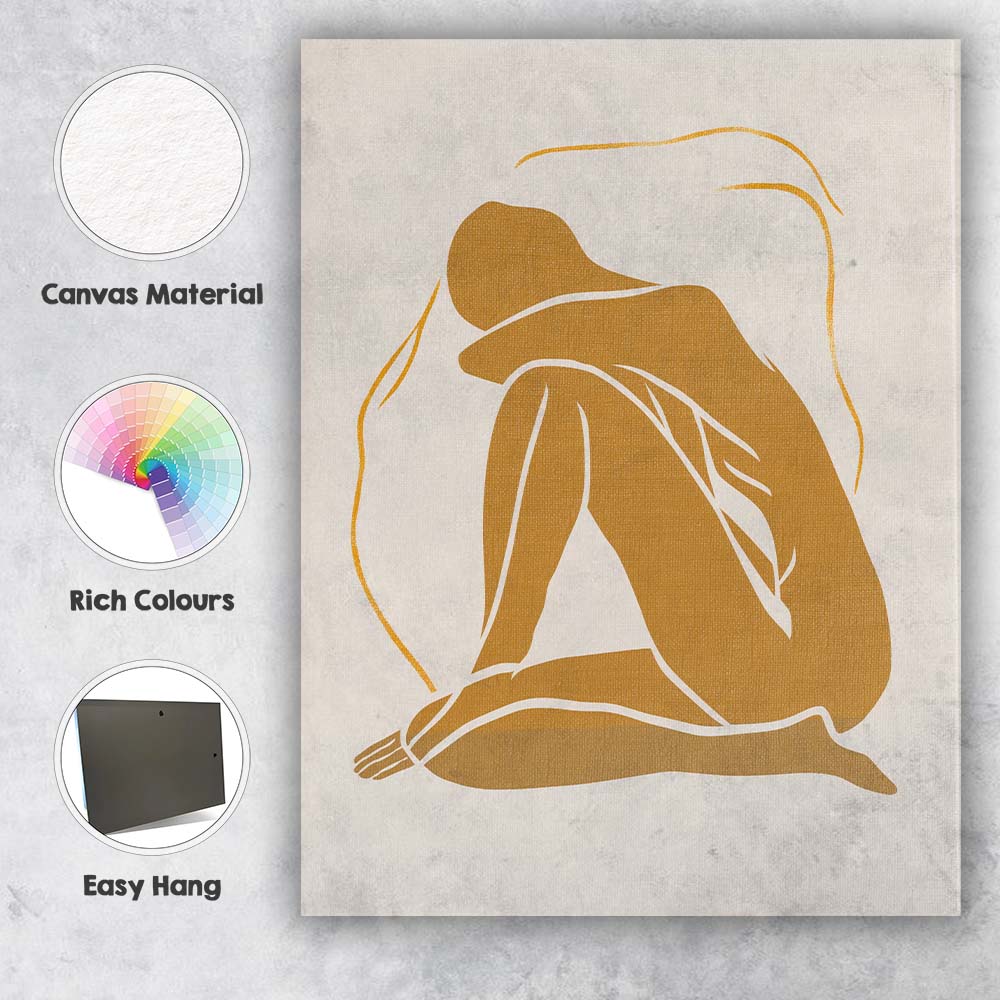 Minimalist Abstract Embrace Figure Line Art Warm Neutral Silhouette Canvas Wall Art Print Decor Picture Ready to Hang