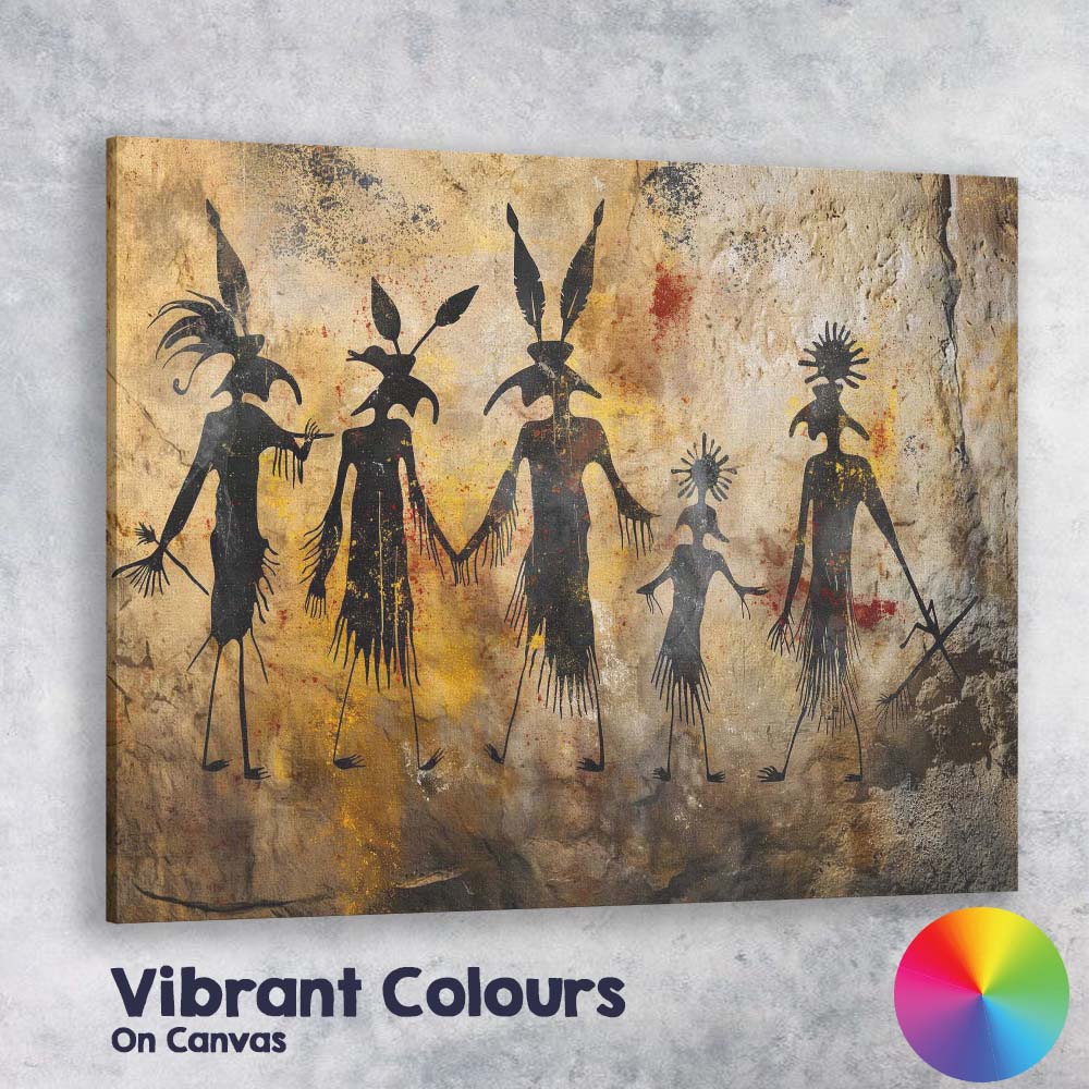Ancient Tribal Spirit Figures Cave Art Canvas Wall Art Print Decor Picture Ready to Hang