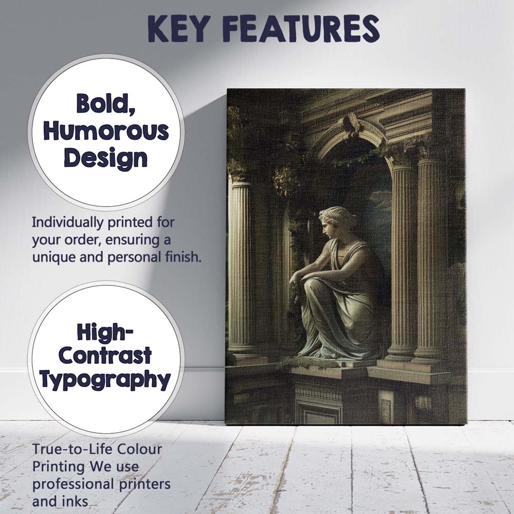 Classical Marble Goddess Statue Ancient Roman Temple Architecture Canvas Wall Art Print Decor Picture Ready to Hang