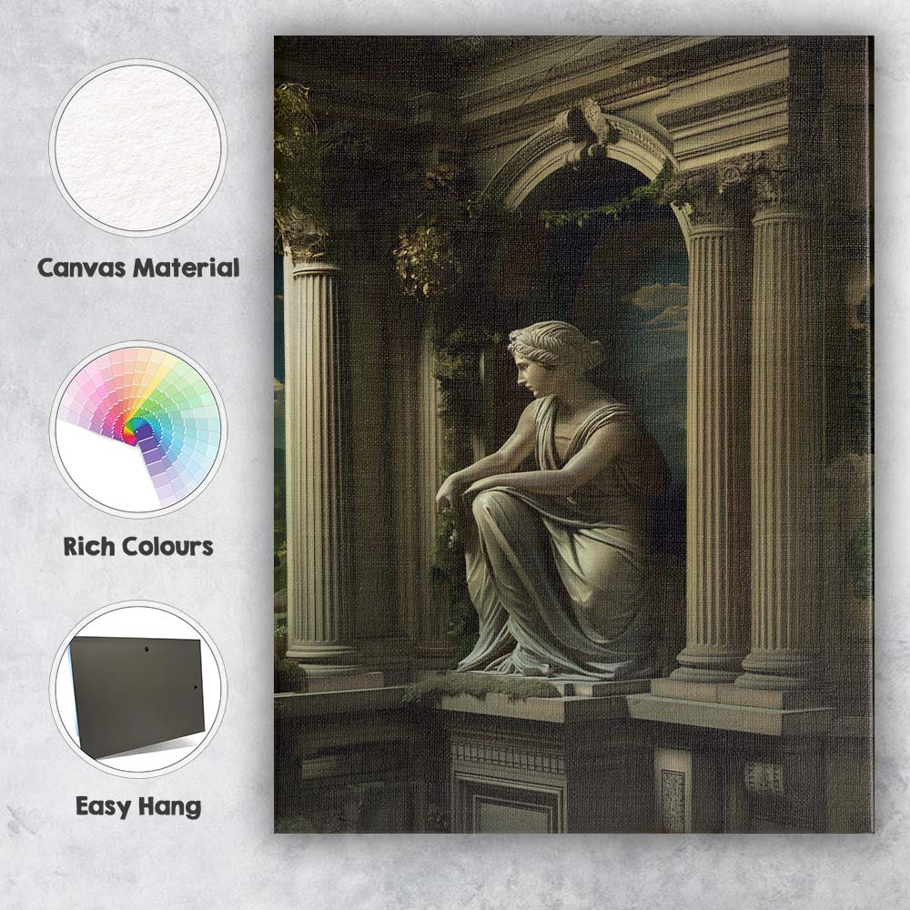 Classical Marble Goddess Statue Ancient Roman Temple Architecture Canvas Wall Art Print Decor Picture Ready to Hang