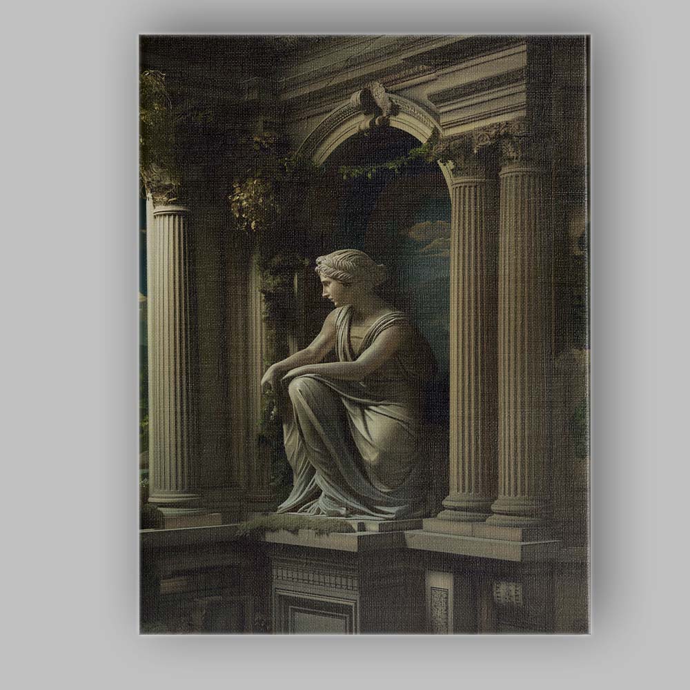 Classical Marble Goddess Statue Ancient Roman Temple Architecture Canvas Wall Art Print Decor Picture Ready to Hang
