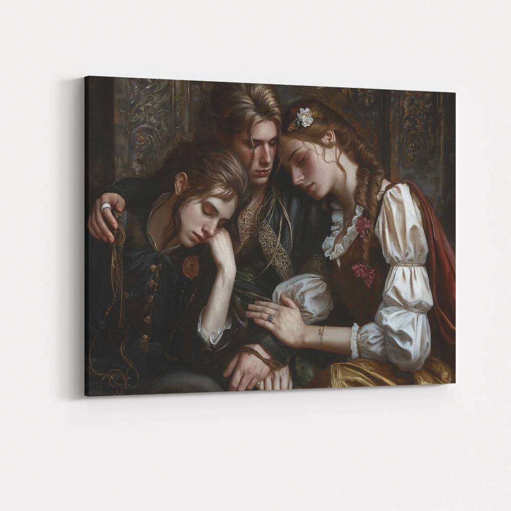 Romantic Renaissance Style Family Embrace Classical Portrait Canvas Wall Art Print Decor Picture Ready to Hang