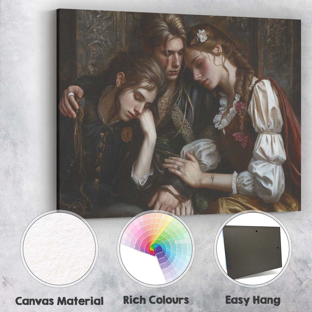 Romantic Renaissance Style Family Embrace Classical Portrait Canvas Wall Art Print Decor Picture Ready to Hang