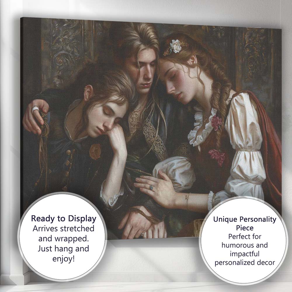 Romantic Renaissance Style Family Embrace Classical Portrait Canvas Wall Art Print Decor Picture Ready to Hang