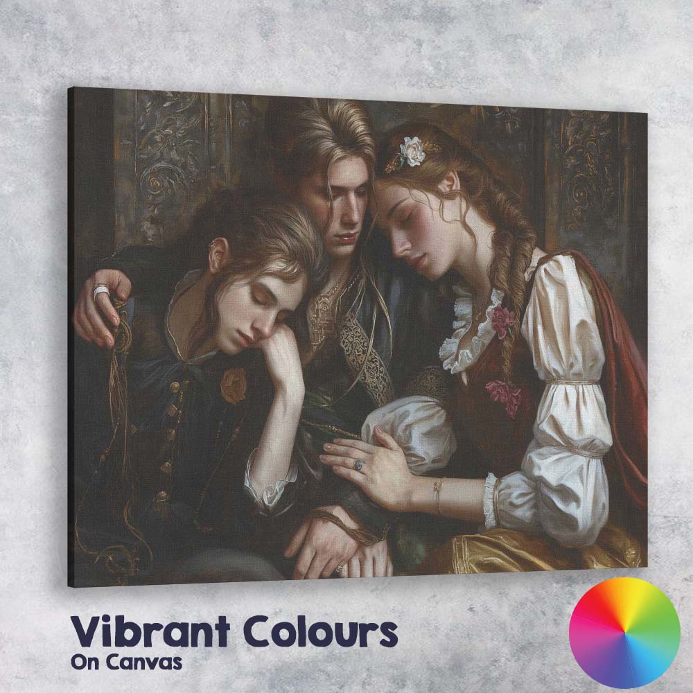 Romantic Renaissance Style Family Embrace Classical Portrait Canvas Wall Art Print Decor Picture Ready to Hang