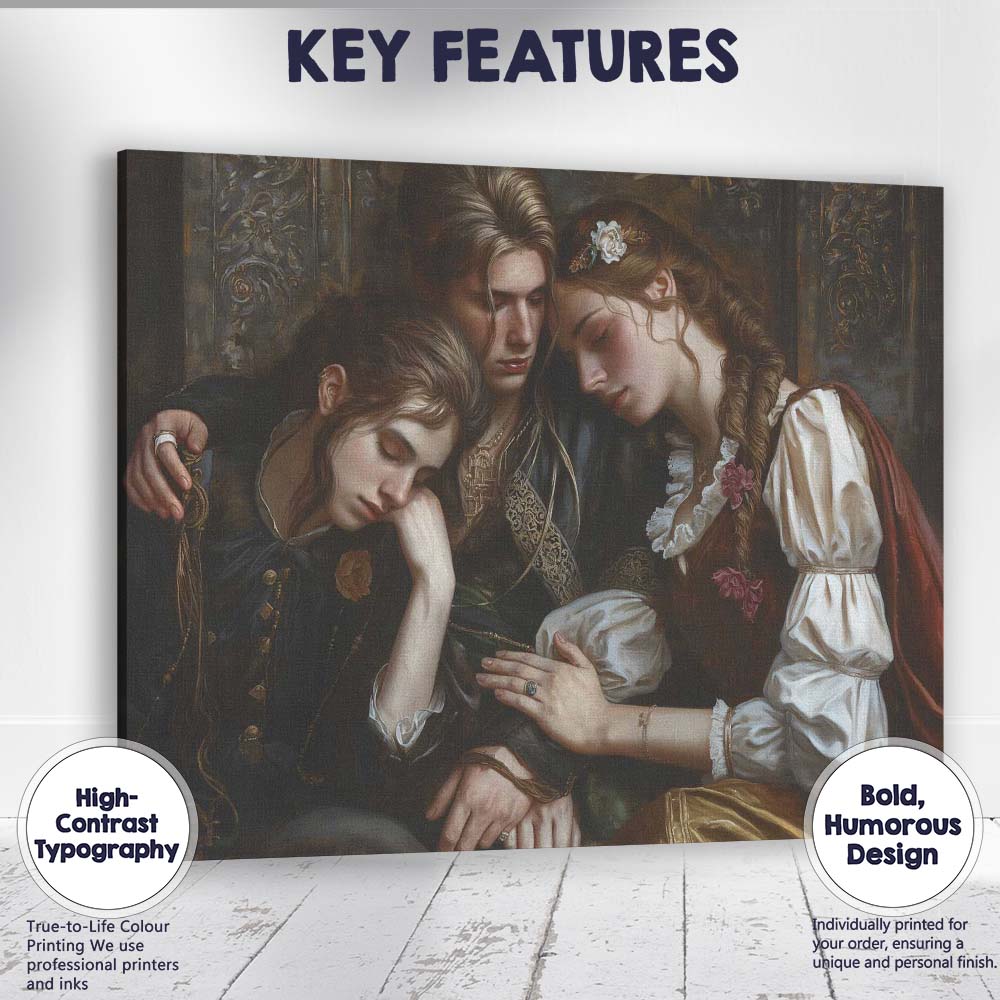 Romantic Renaissance Style Family Embrace Classical Portrait Canvas Wall Art Print Decor Picture Ready to Hang