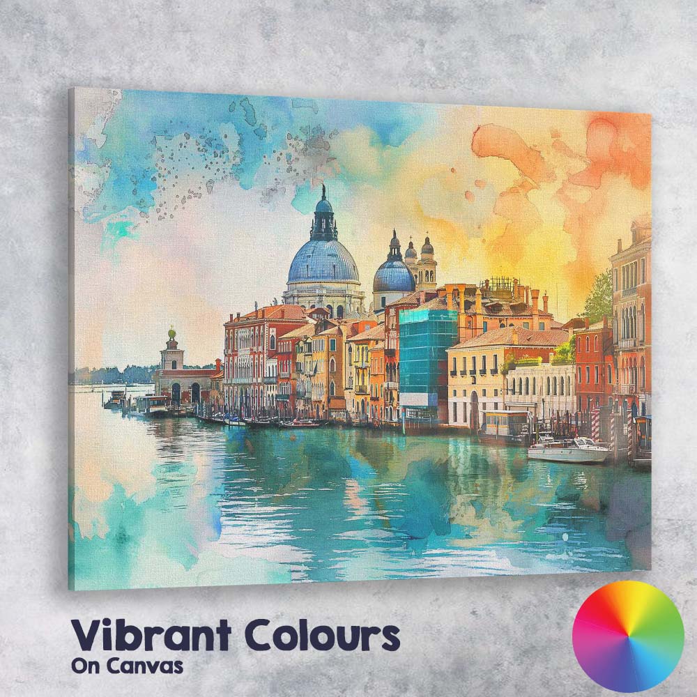 Venice Grand Canal Watercolour Cityscape Italian Architecture Canvas Wall Art Print Decor Picture Ready to Hang