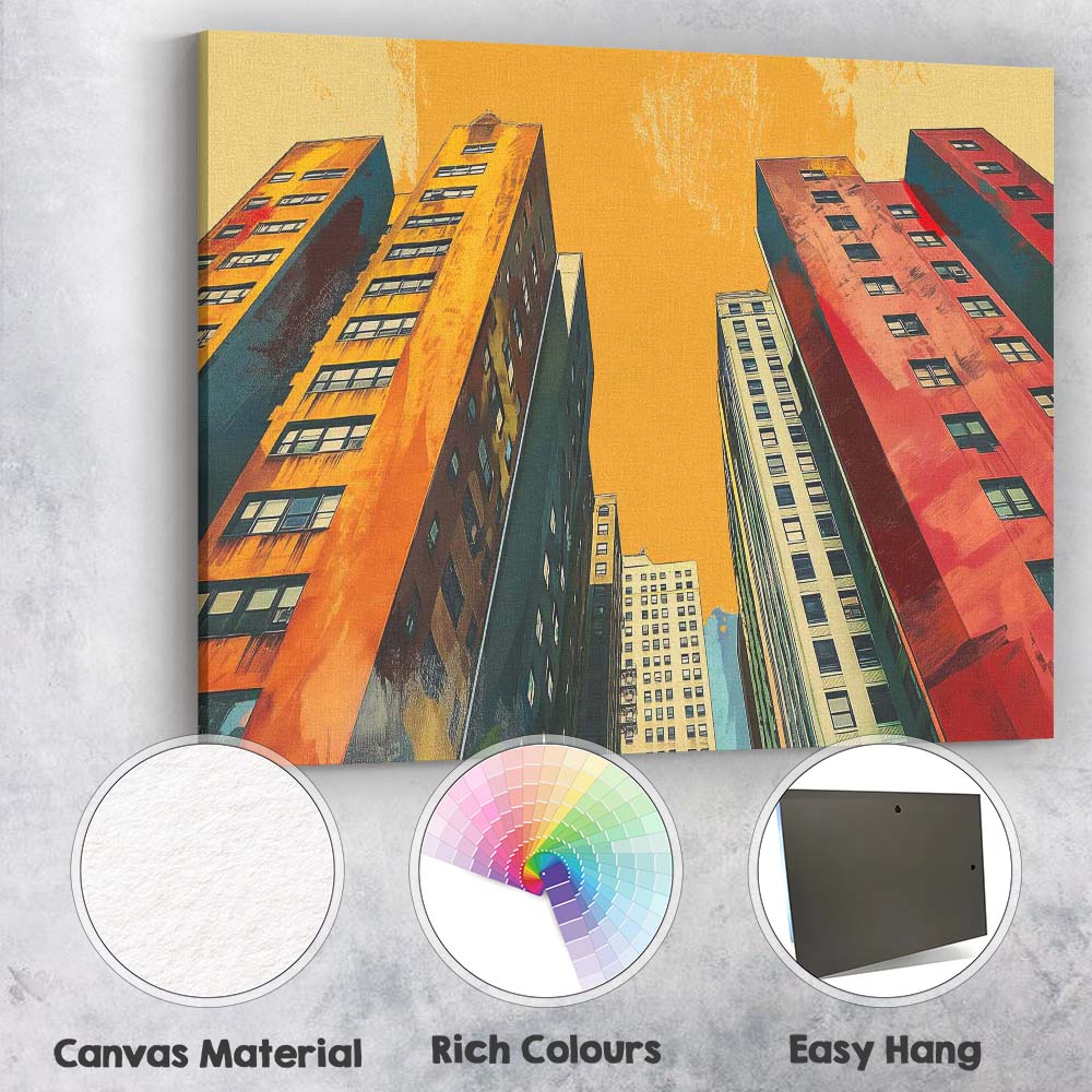 Urban High Rise Apartment Buildings Contemporary Cityscape Canvas Wall Art Print Decor Picture Ready to Hang