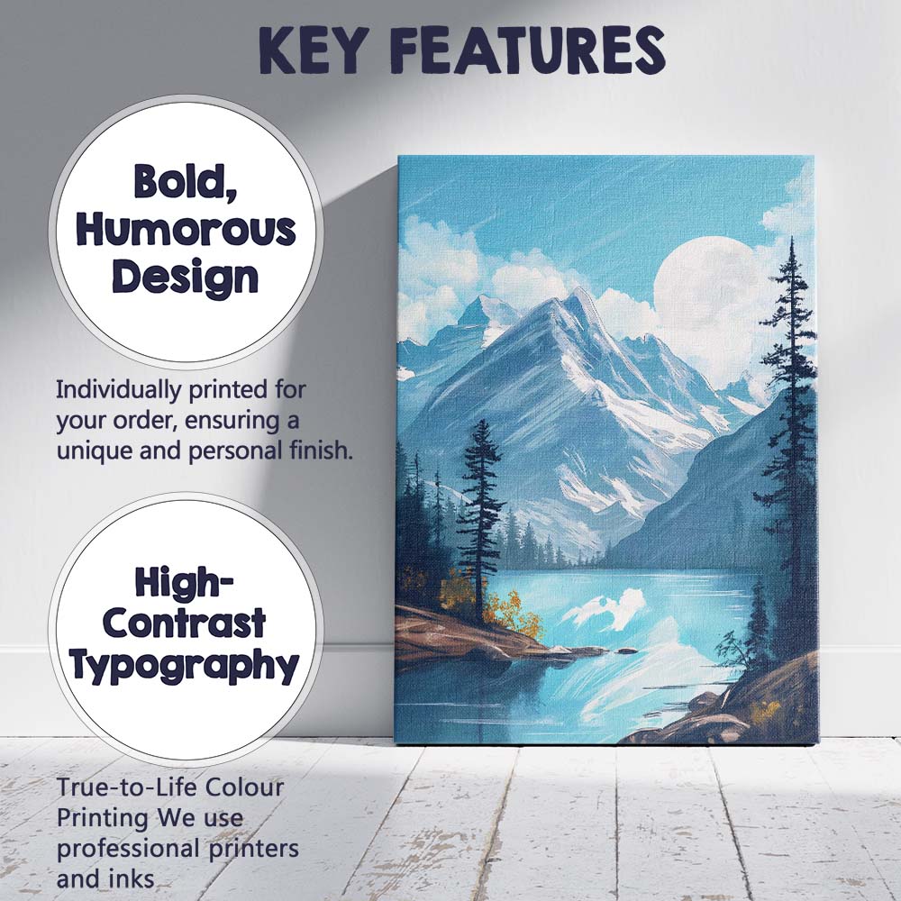 Snow Capped Mountain Lake Scenic Landscape Painting Canvas Wall Art Print Decor Picture Ready to Hang