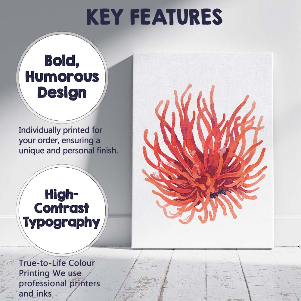 Abstract Coral Sea Anemone Marine Life Illustration Canvas Wall Art Print Decor Picture Ready to Hang