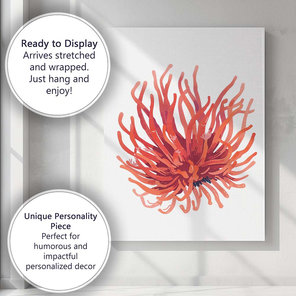 Abstract Coral Sea Anemone Marine Life Illustration Canvas Wall Art Print Decor Picture Ready to Hang