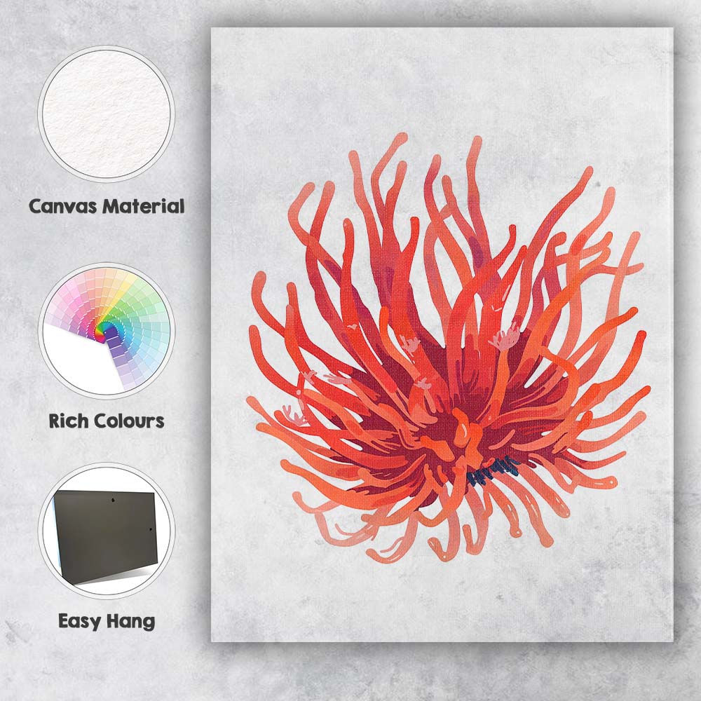 Abstract Coral Sea Anemone Marine Life Illustration Canvas Wall Art Print Decor Picture Ready to Hang