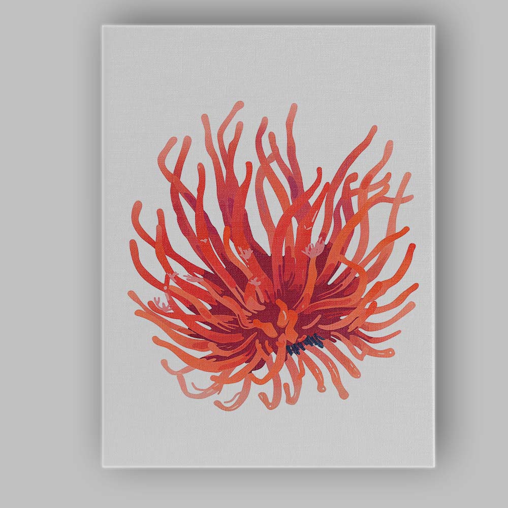 Abstract Coral Sea Anemone Marine Life Illustration Canvas Wall Art Print Decor Picture Ready to Hang