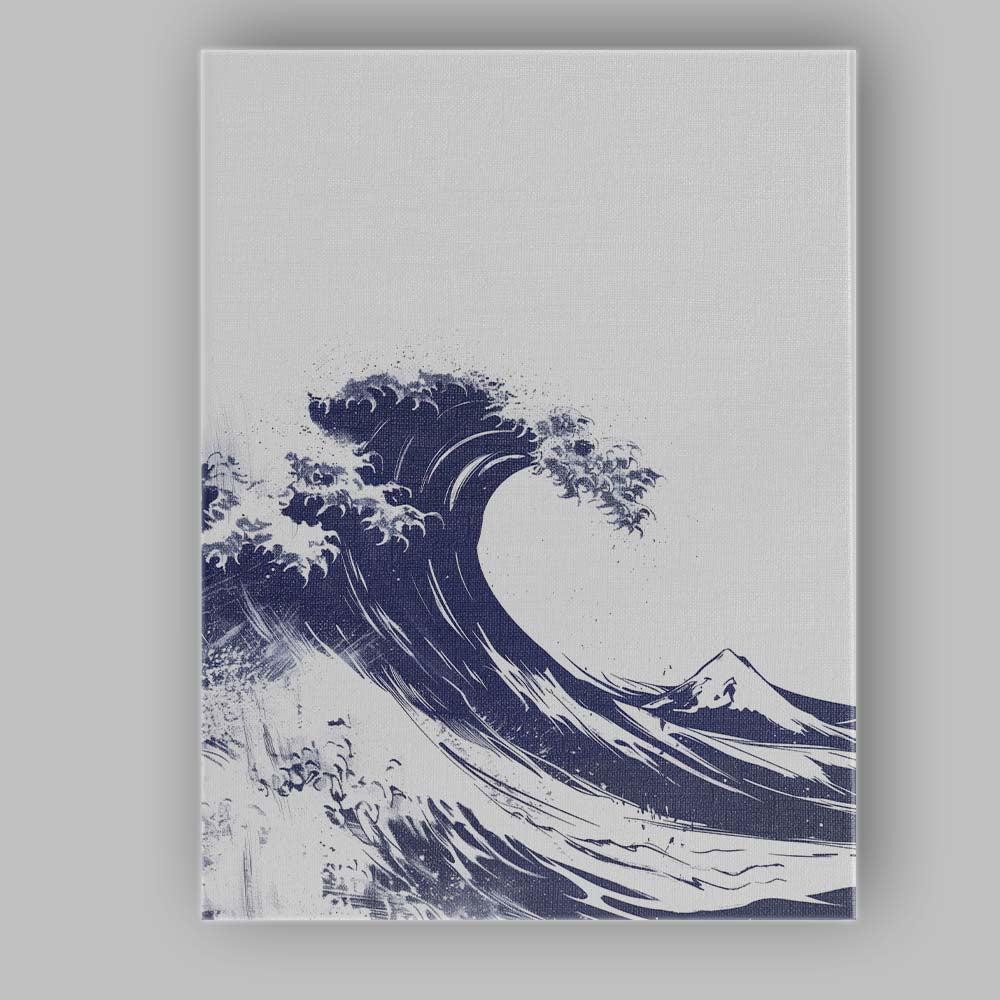 Japanese Style Great Ocean Wave Mountain Illustration Canvas Wall Art Print Decor Picture Ready to Hang
