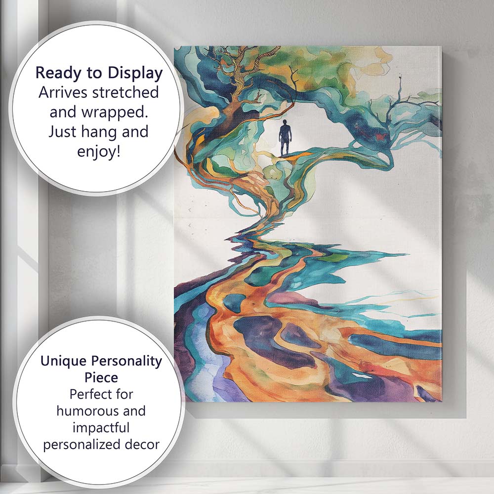 Abstract Watercolour Tree Landscape Surreal Nature Illustration Canvas Wall Art Print Decor Picture Ready to Hang