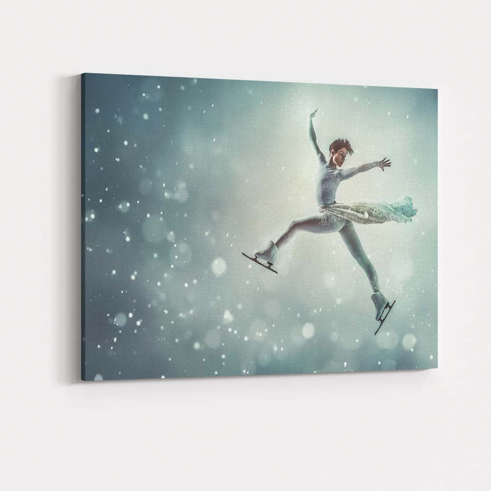 Elegant Figure Skater Winter Ice Dance Illustration Canvas Wall Art Print Decor Picture Ready to Hang