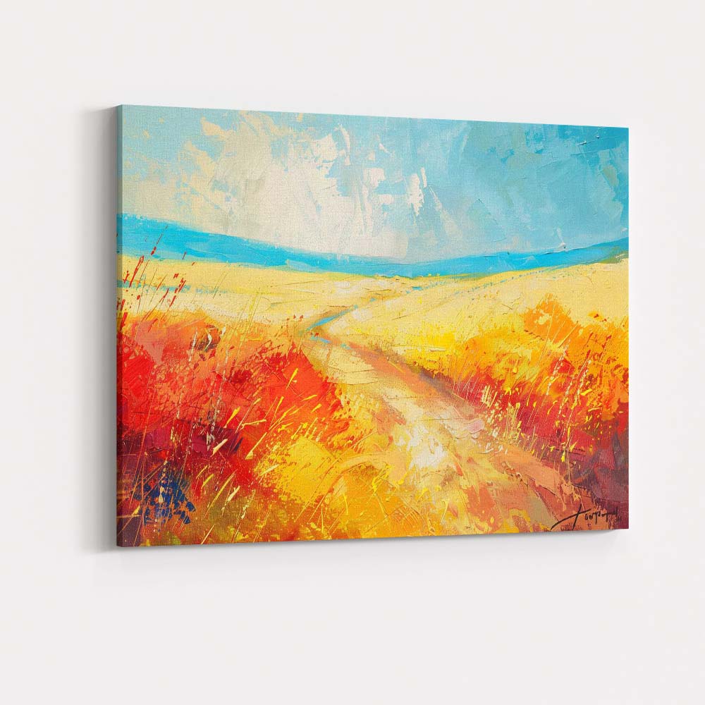 Colourful Abstract Countryside Path Impressionist Landscape Painting Canvas Wall Art Print Decor Picture Ready to Hang