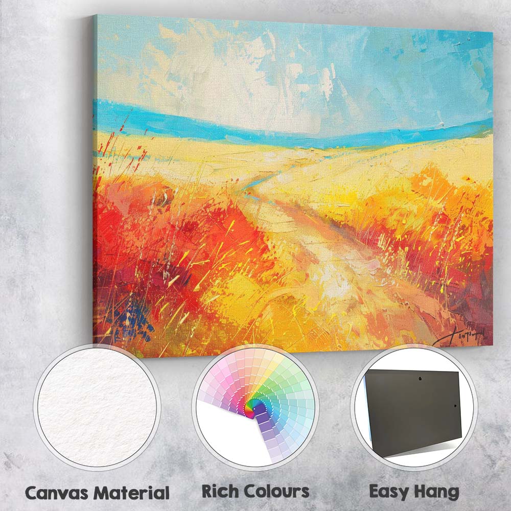 Colourful Abstract Countryside Path Impressionist Landscape Painting Canvas Wall Art Print Decor Picture Ready to Hang