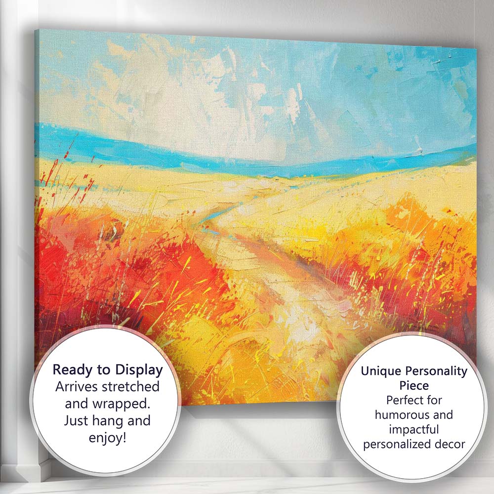 Colourful Abstract Countryside Path Impressionist Landscape Painting Canvas Wall Art Print Decor Picture Ready to Hang