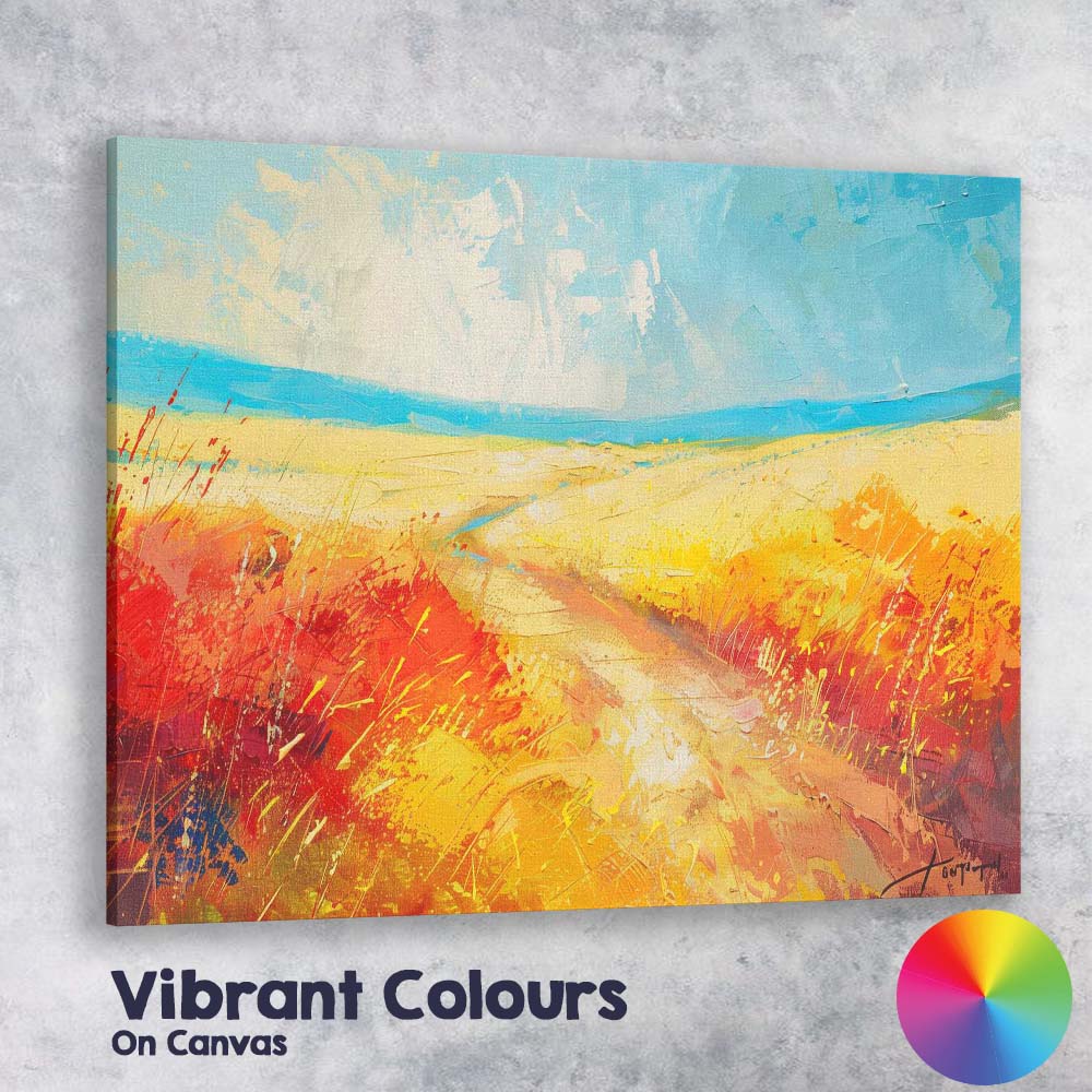 Colourful Abstract Countryside Path Impressionist Landscape Painting Canvas Wall Art Print Decor Picture Ready to Hang