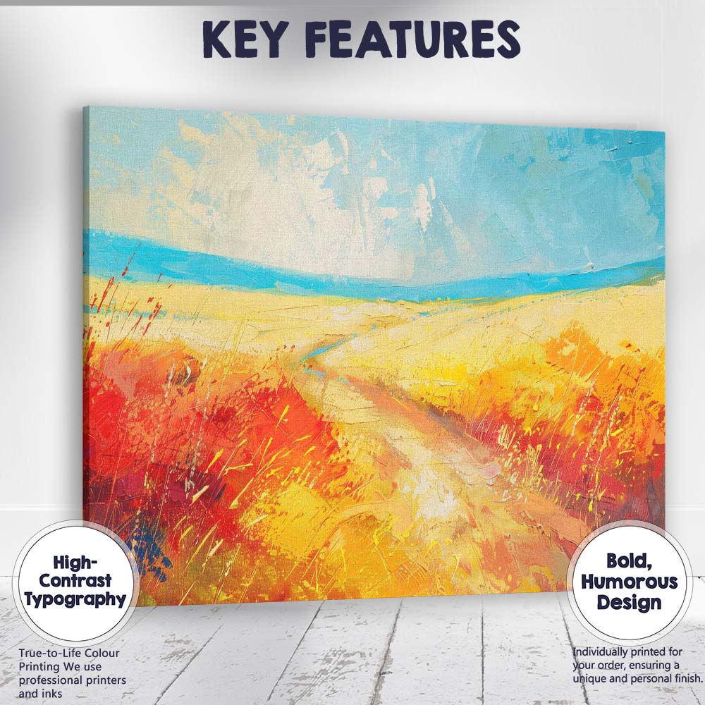 Colourful Abstract Countryside Path Impressionist Landscape Painting Canvas Wall Art Print Decor Picture Ready to Hang
