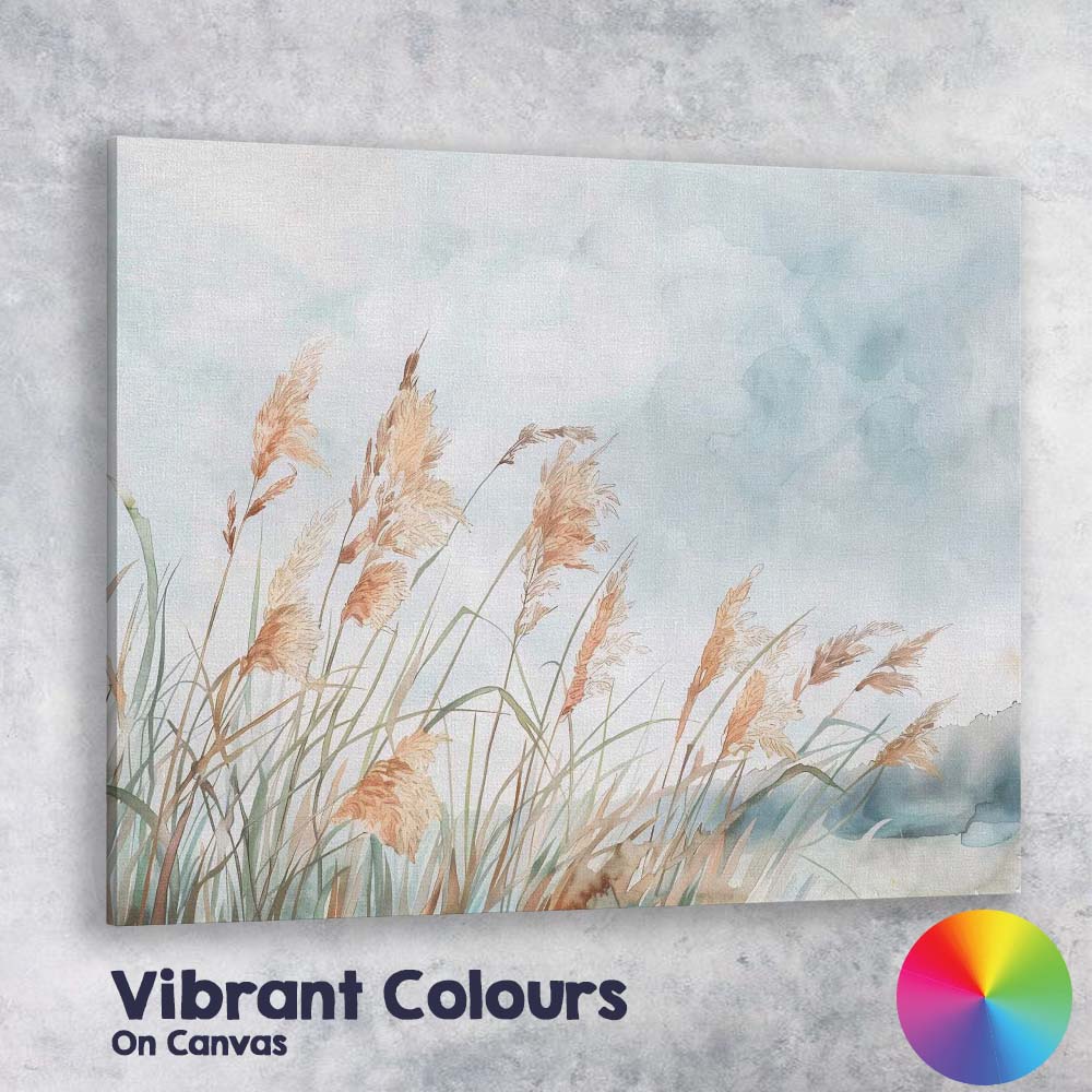 Delicate Pampas Grass Watercolour Botanical Landscape Canvas Wall Art Print Decor Picture Ready to Hang