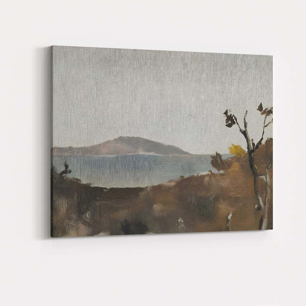 Muted Coastal Island Landscape Impressionist Seascape Painting Canvas Wall Art Print Decor Picture Ready to Hang