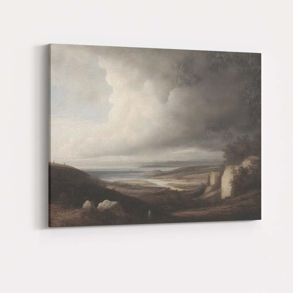 Moody Coastal Estuary Under Expansive Storm Clouds Landscape Canvas Wall Art Print Decor Picture Ready to Hang