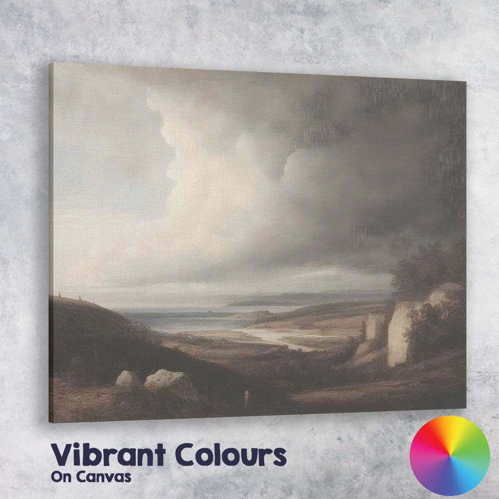 Moody Coastal Estuary Under Expansive Storm Clouds Landscape Canvas Wall Art Print Decor Picture Ready to Hang