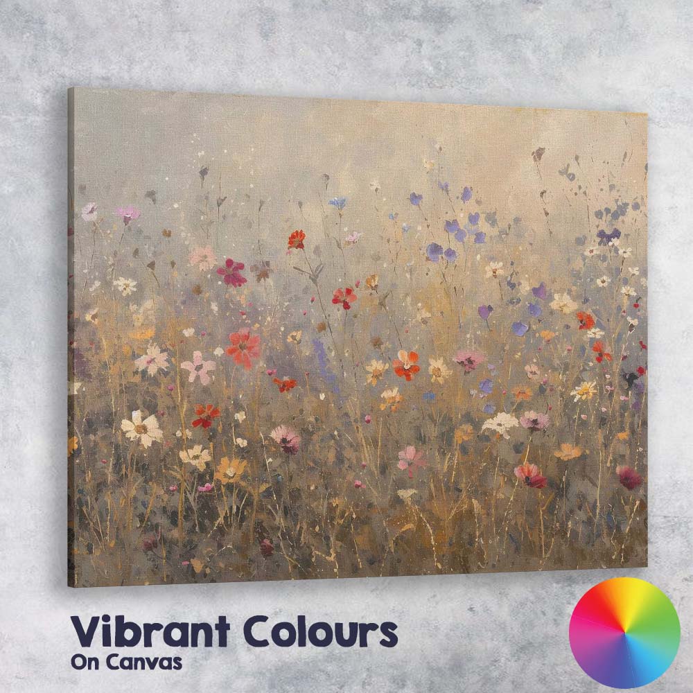 Delicate Wildflower Meadow Soft Neutral Botanical Painting Canvas Wall Art Print Decor Picture Ready to Hang