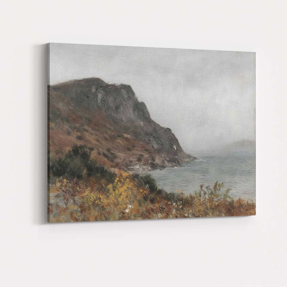 Misty Coastal Cliffs and Sea Atmospheric Landscape Painting Canvas Wall Art Print Decor Picture Ready to Hang