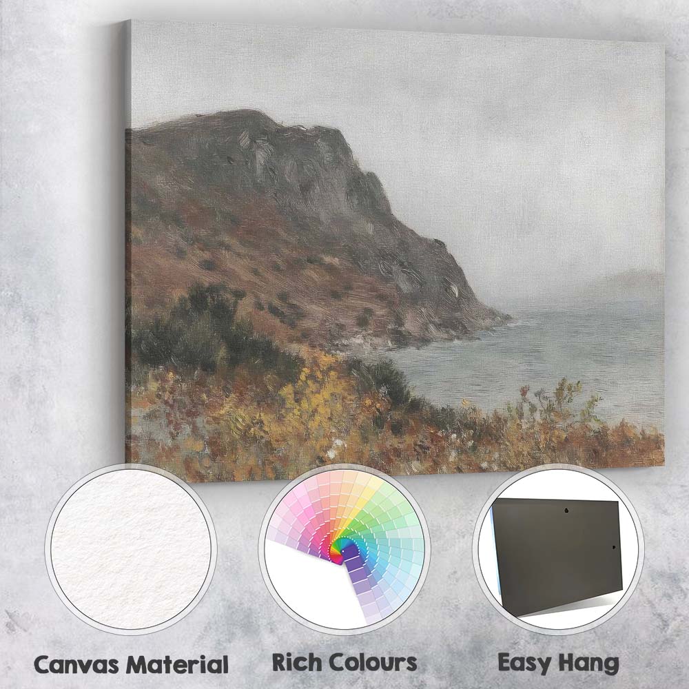 Misty Coastal Cliffs and Sea Atmospheric Landscape Painting Canvas Wall Art Print Decor Picture Ready to Hang