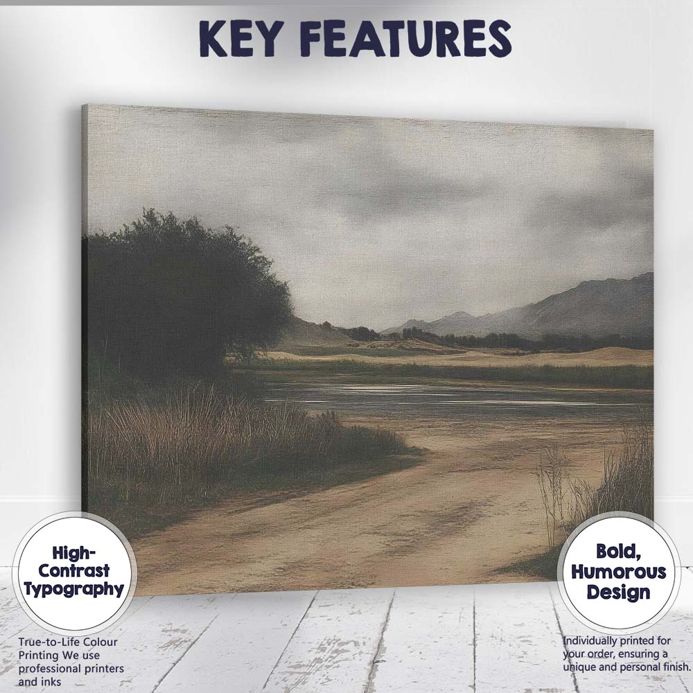 Peaceful Marsh Wetland Mountain Landscape Canvas Wall Art Print Decor Picture Ready to Hang