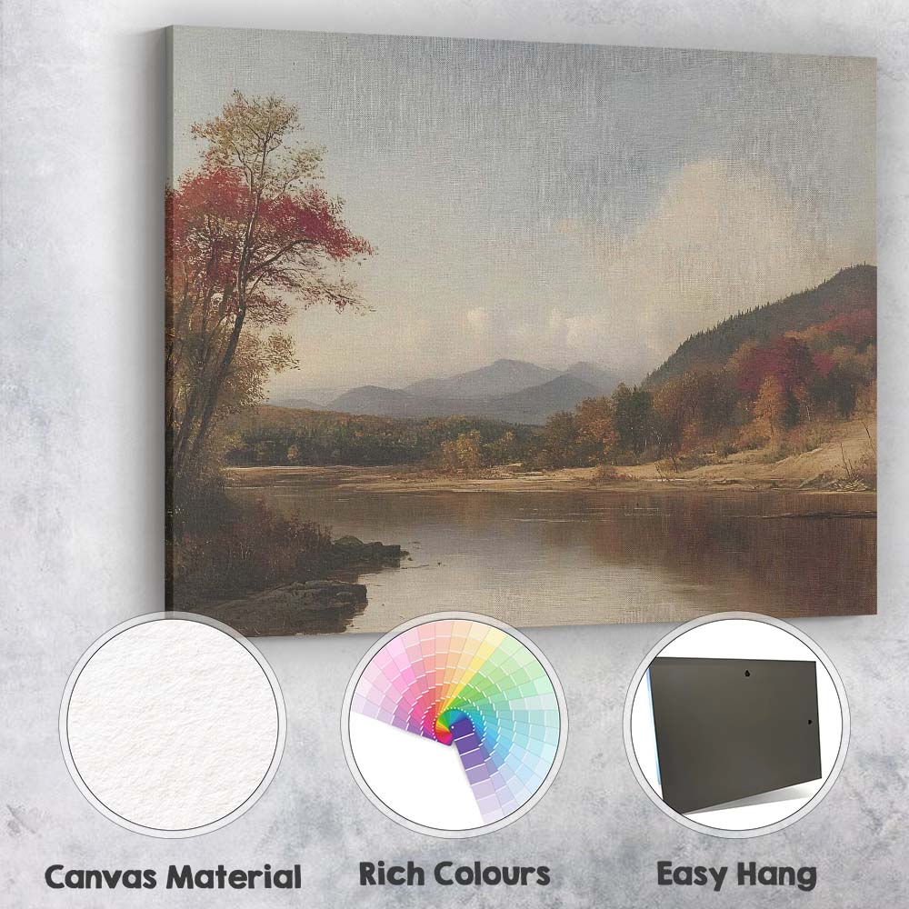 Autumn Mountain Lake Scenic Landscape Impressionist Canvas Wall Art Print Decor Picture Ready to Hang
