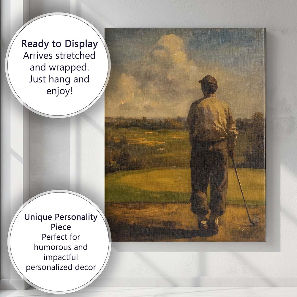 Classic Golfer Fairway Landscape Sports Art Canvas Wall Art Print Decor Picture Ready to Hang