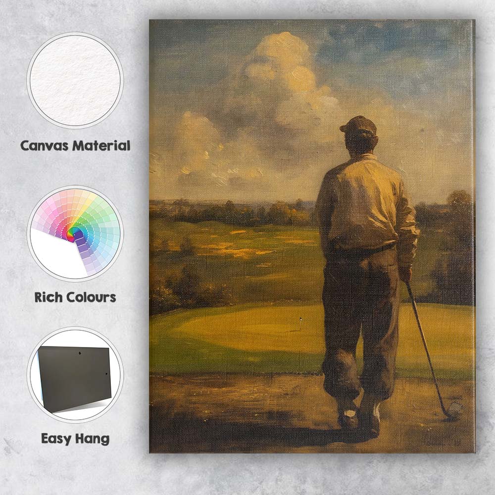 Classic Golfer Fairway Landscape Sports Art Canvas Wall Art Print Decor Picture Ready to Hang
