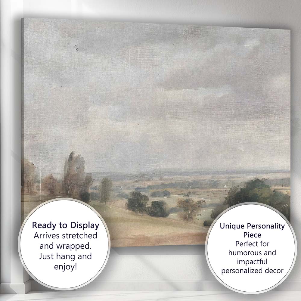 Minimalist Rolling Countryside Panorama Landscape Canvas Wall Art Print Decor Picture Ready to Hang