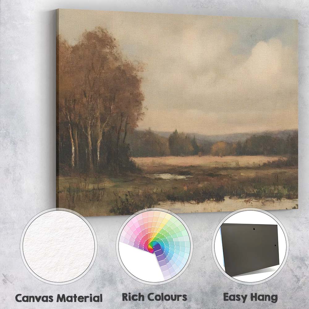 Peaceful Autumn Wetland Woodland Landscape Canvas Wall Art Print Decor Picture Ready to Hang