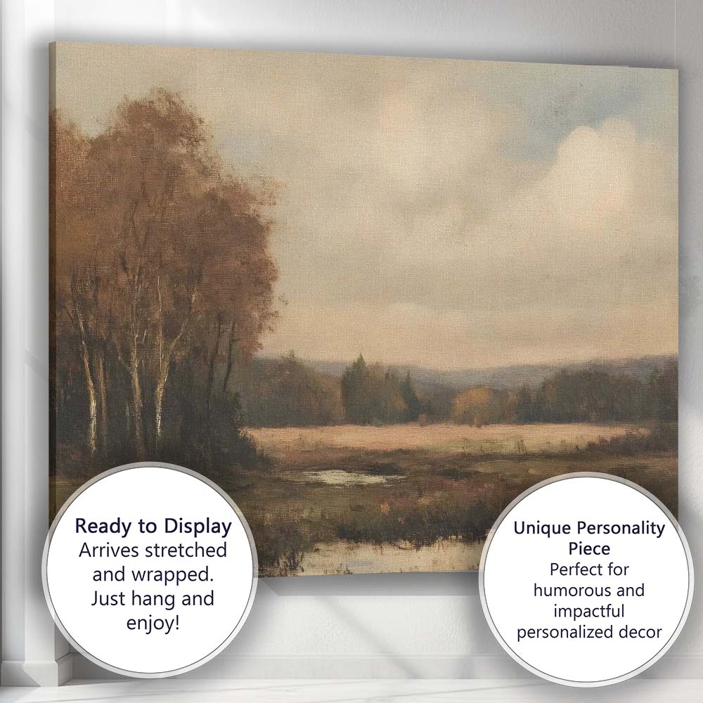 Peaceful Autumn Wetland Woodland Landscape Canvas Wall Art Print Decor Picture Ready to Hang